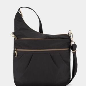 Travelon Anti-Theft Signature 3 Compartment Black Crossbody Bag, travel bag